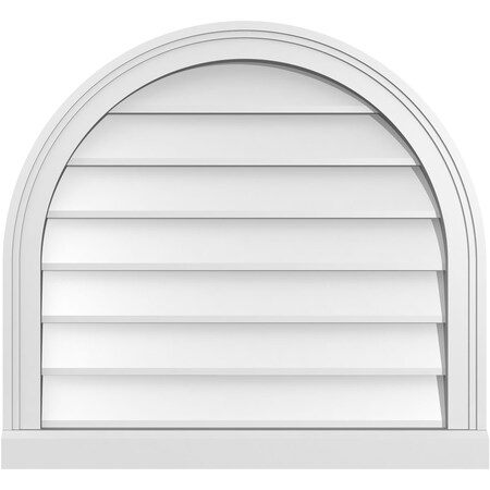 Ekena Millwork Round Top Surface Mount PVC Gable Vent w/ 2"W x 2"P Brickmould Sill Frame, 26"W x 24"H GVPRT26X2403SN